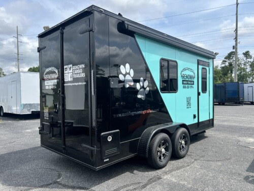 2025 SUPERZOO GROOMING TRAILER 7X16TA TURQUOISE BLACKOUT