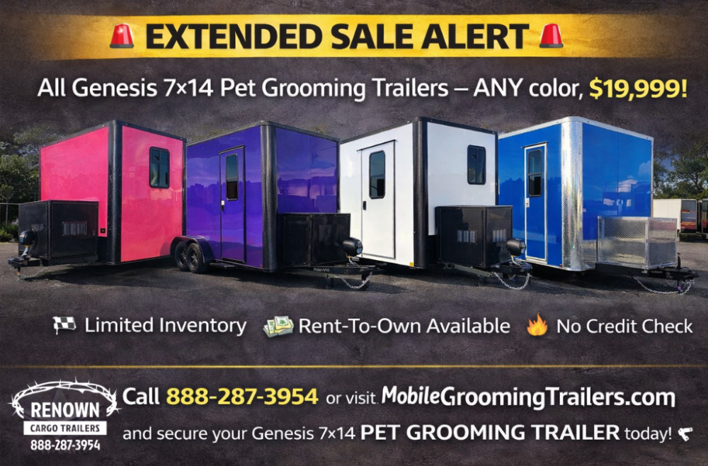 grooming trailers for sale, renown cargo trailers