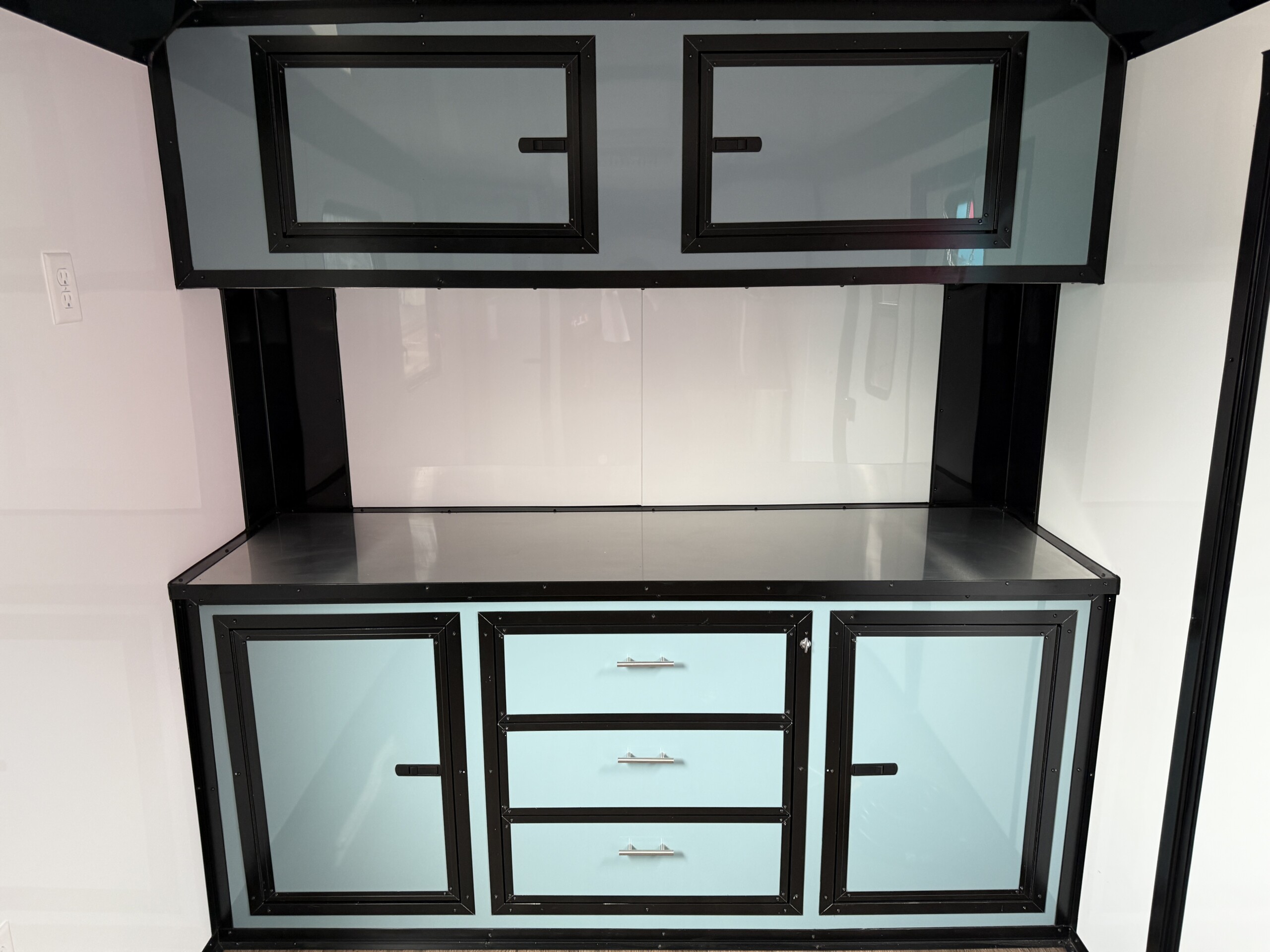 7x14 Pet Grooming Trailer - Genesis Series - Grey Blue Blackout - Image 2