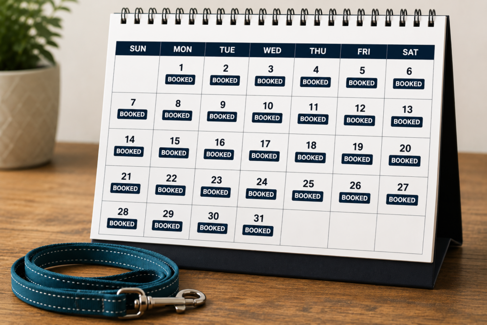 MOBILE GROOMING CALENDER WITH BOOKED DATES